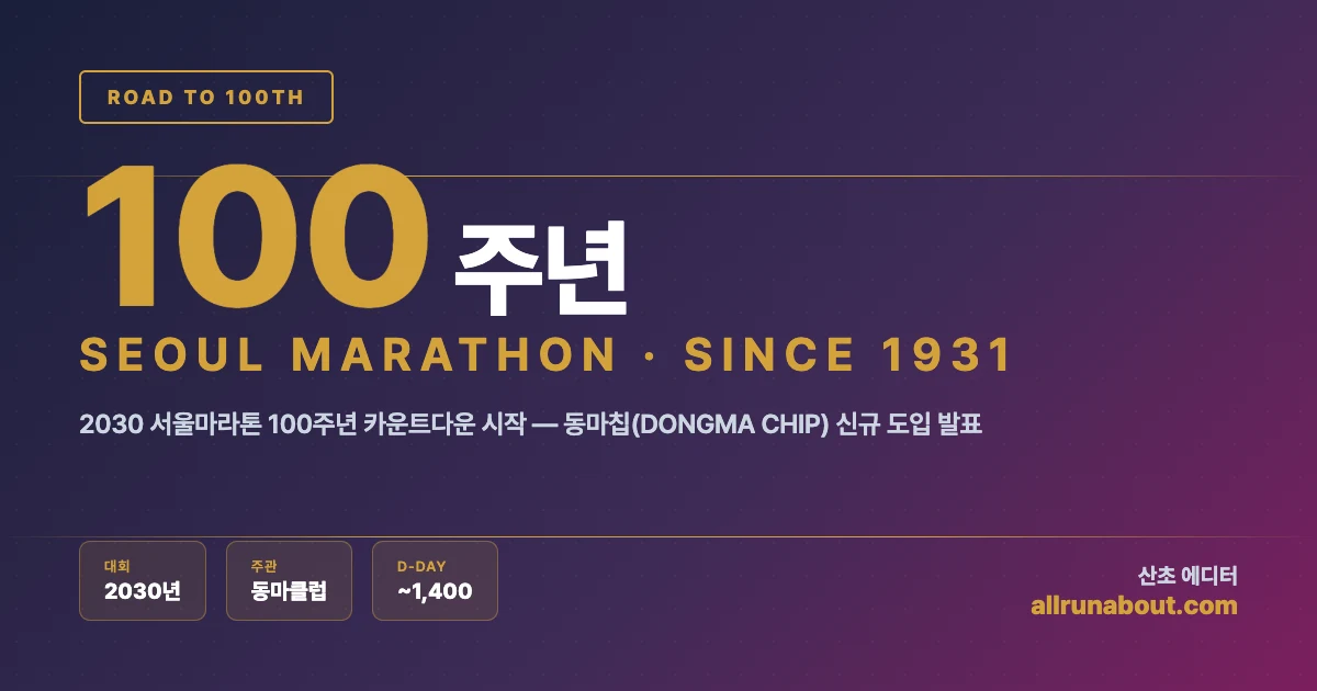 2030 서울마라톤 100주년 동마칩 안내 | "ROAD TO 100TH" 4년 여정 시작