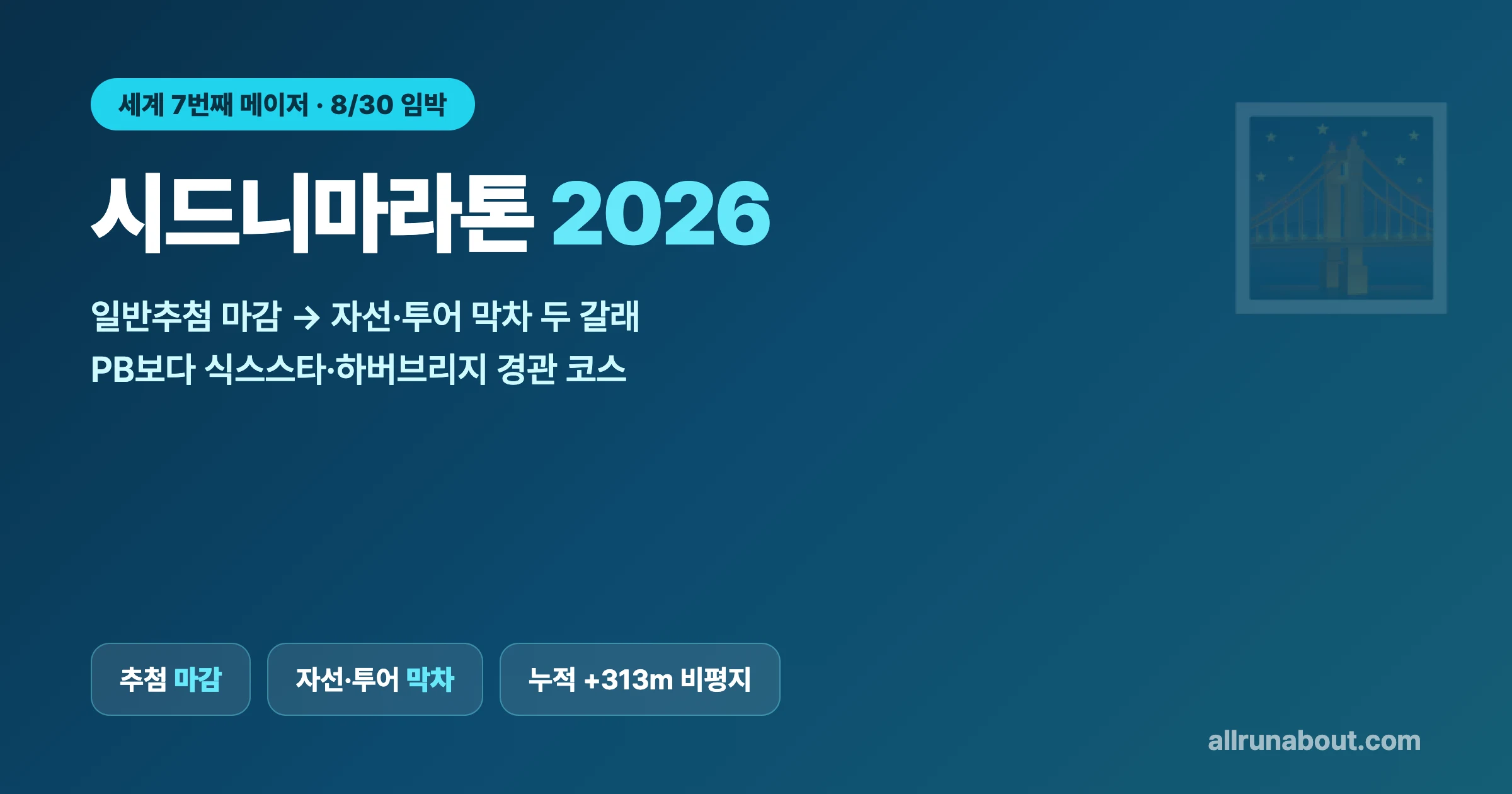 시드니마라톤 2026 신청 — 추첨 마감 후 남은 두 갈래(자선·투어) | 8/30 임박, PB보다 식스스타·하버브리지 경관 코스